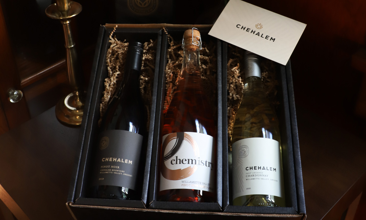 Corporate wine gift Chehalem Winery three bottle gift set
